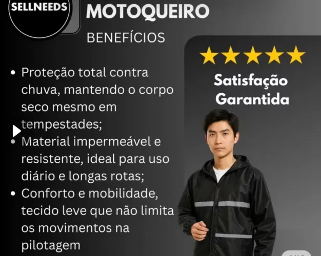 CAPA DE CHUVA MOTOQUEIRO REFORÇADA 