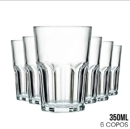 Copo de vidro kit com 6 350ml