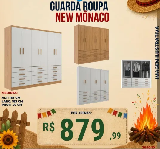 Guarda roupa new Mônaco 6 portas