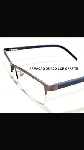 Óculos armação retangular unissex aço cor grafite