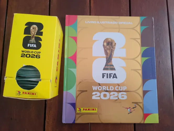 Álbum ouro da copa 2026 mais Dispenser com 100 pacotes de figurinhas