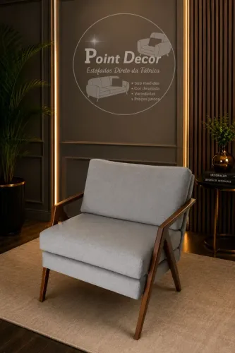 Poltrona Decorativa Cinza com Design Moderno