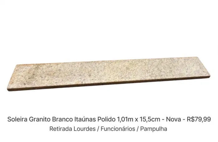 Soleira em Granito Branco Itaúnas Polido (1,01m x 15,5cm) nova e sem detalhes