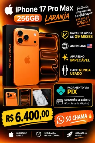 IPHONE 17 PRO MAX 256gb 9M GARANTIA APPLE | LARANJA