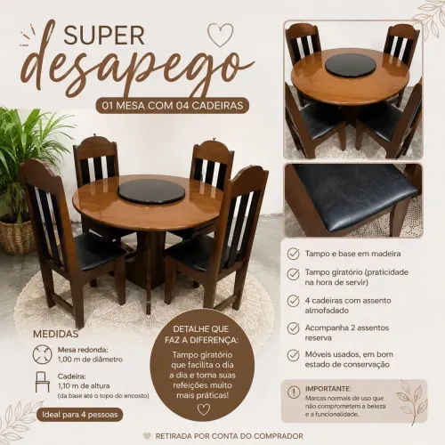 Mesa com 04 cadeiras