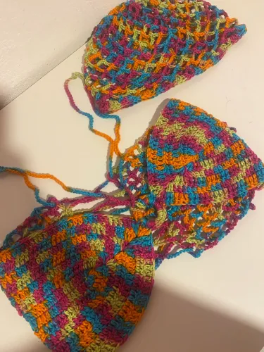 top de crochê com headpiece