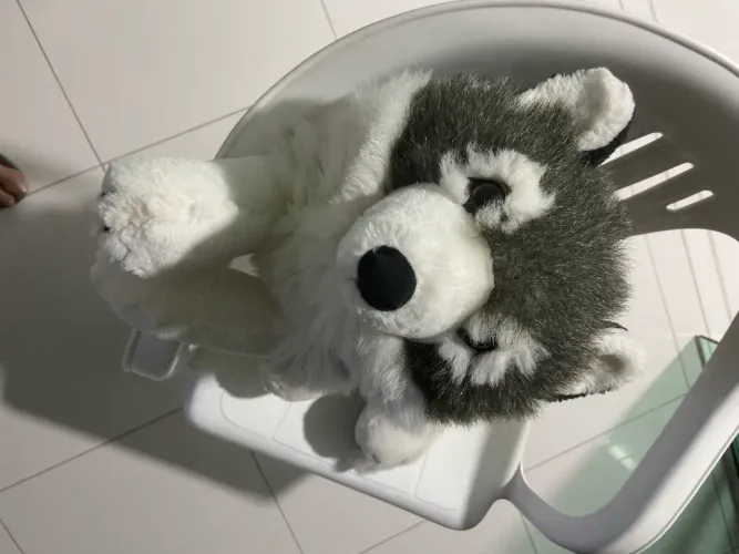 Vende-se um lindo cachorro de pelúcia, comprado em Madri. Decoração quarto,crianças