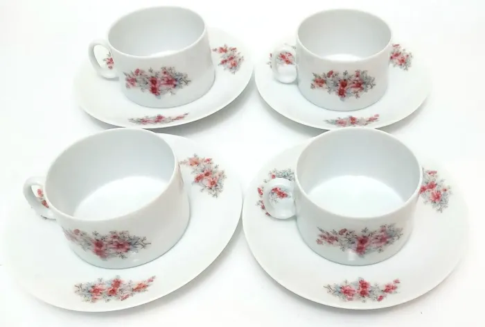 Xícaras De Chá Porcelana Renner Medaillon Motivo Buquê Floral