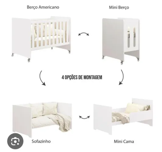 Berço evolutivo + 2 colchões berço e mini berço ( USADO)