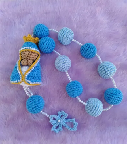 Terço Nossa Senhora Aparecida amigurumi