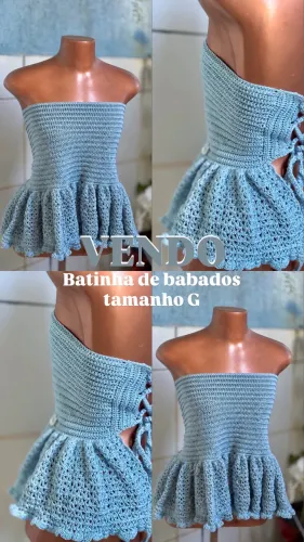 Blusa de crochê batinha com babados 
