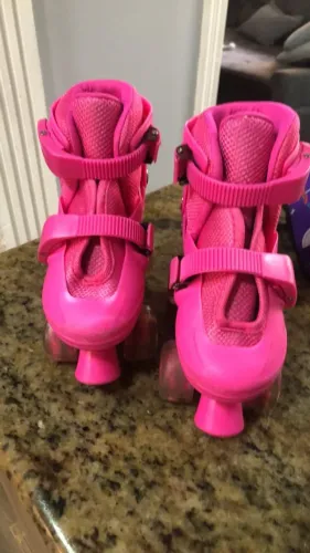 Patins Infantil Rosa Quad + Capacete