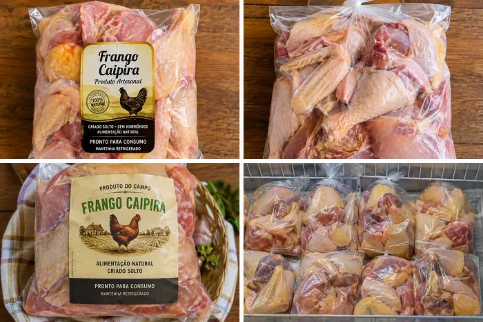 Frango caipira abatido