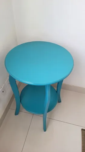 Mesa de canto em madeira Azul Turqueza