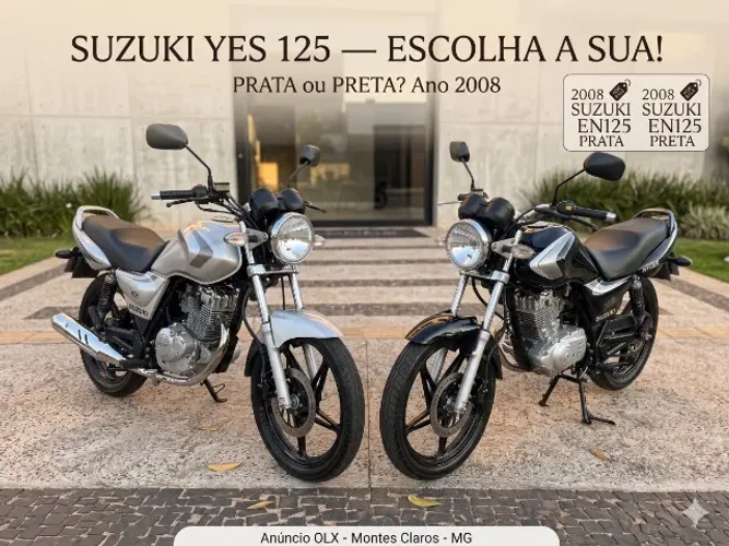 No BOLETO, escolha a sua! Suzuki Yes 125 Ano 2008 Completa - R$ 6.000