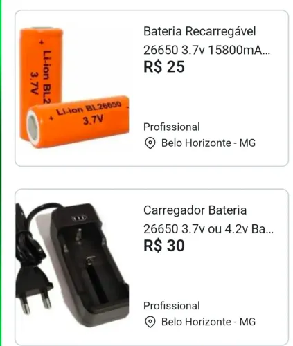 Kit 2 Bateria 3.7v 26650 e 1 Carregador
