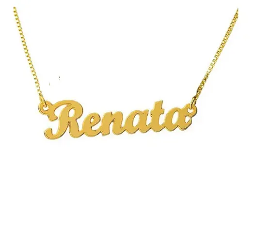 Cordão Com Nome Personalizado Renata Ouro 18 Kilates Peso 2,10 Gramas 45 Cm Todos os Nomes