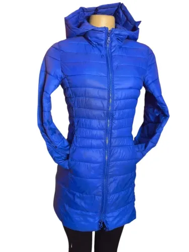 Casaco de frio nilon acolchoado azul lavanda Tam. M usado