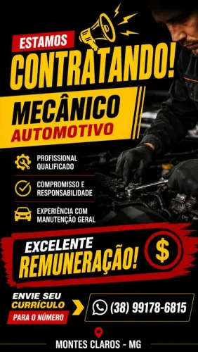 Vaga de mecânico, alinhador, trocado de óleo