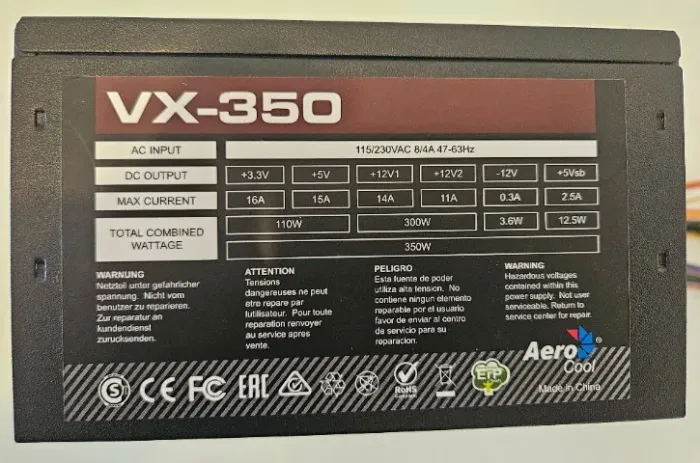 Fonte de Alimentação AeroCool VX-350