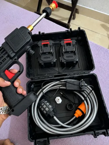 Lavadora de Alta Pressão Portátil Recarregável pra carro moto vem com duas baterias