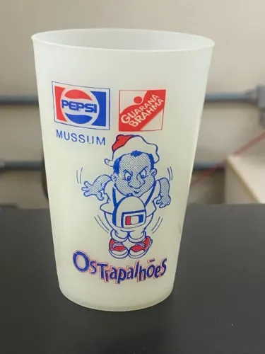 Copo promocional "Os Trapalhões" - do personagem "Mussum"