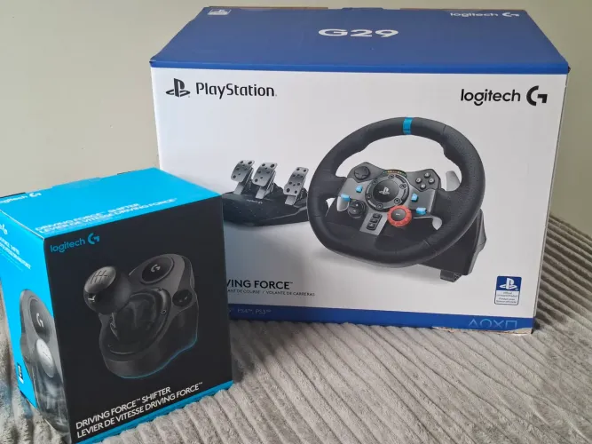 Logitech G29 completo + câmbio manual + paddle shifters magnéticos