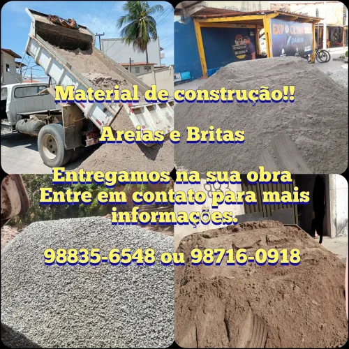 Material de construção!! Areia grossa, Arisco, Brita, Pedra para alicerce 