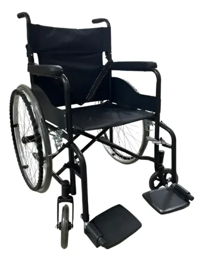 Cadeira de Rodas Manual Dobrável B&K Aço Carbono Assento 46cm Preto NOVA 420