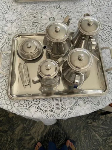 Conjunto completo café e chá aço inox meridional novo