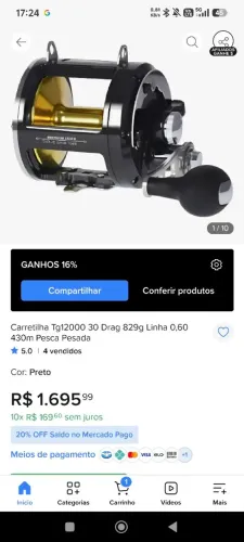 Carretilha Samolla TG12000 nunca usada