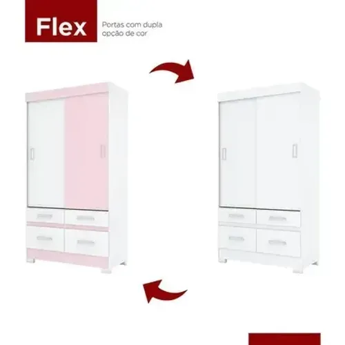 Guarda Roupa Solteiro Flex 2 Portas Deslizantes