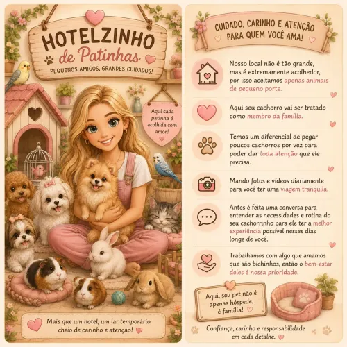 Hotelzinho pet, pet sister, porte pequeno 