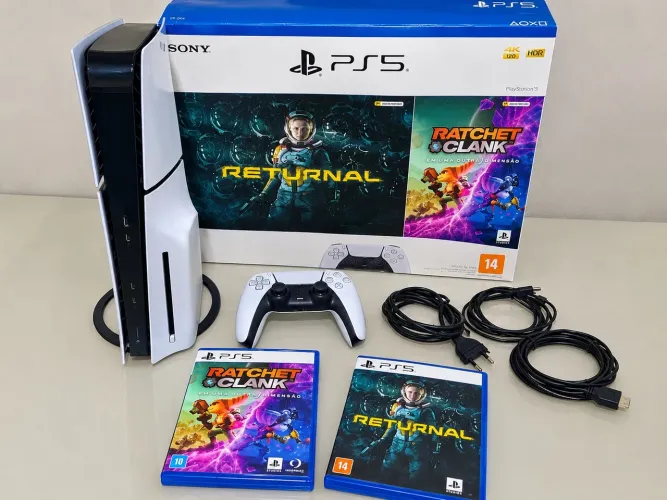 PS5 Slim 1TB Físico+Jogos+Caixa+Nota Fiscal