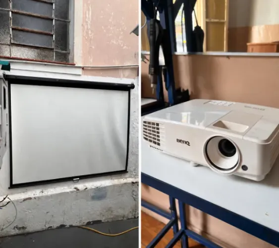 Projetor BenQ + Tela de Projeção Retrátil BenQ 170x130 cm