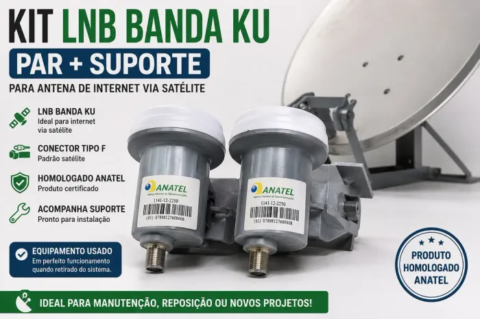 Kit Antena Internet o par Banda Ku Completa - Prato + 2 LNB