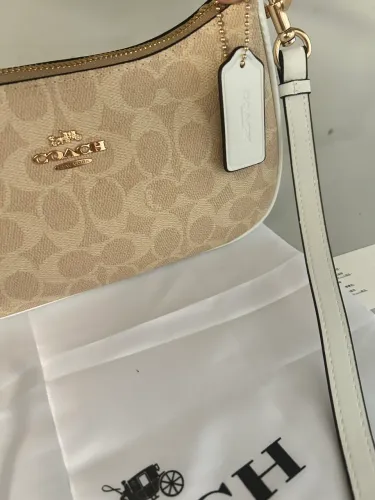 Bolsa Coach Teri bege e branco