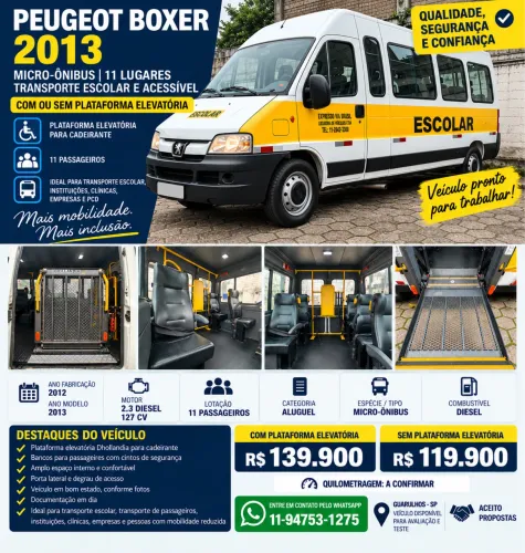 Peugeot Boxer 2.3 Minibus 15/16l TB Diesel. 2013