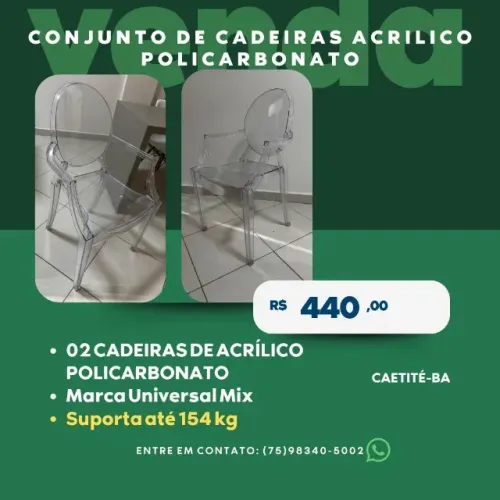 CONJUNTO DE CADEIRA ACRILICO POLICARBONATO
