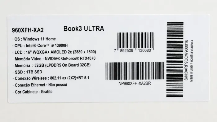 Samsung Galaxy Book3 Ultra i9 13ª Geração 32GB RAM 1TB SSD RTX