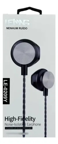 FONE DE OUVIDO COM MICROFONE FIO RESISTENTE LELONG