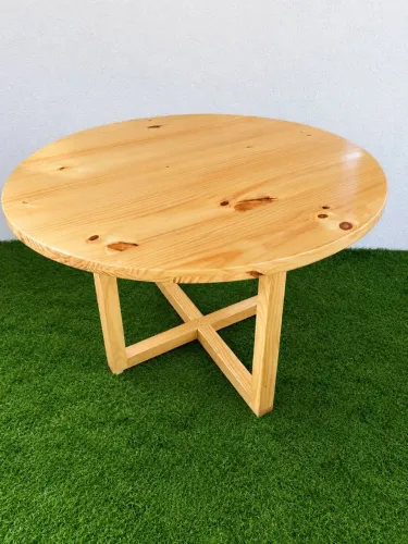 Mesa de jantar redonda 6 cadeiras. Pinus. Rústico