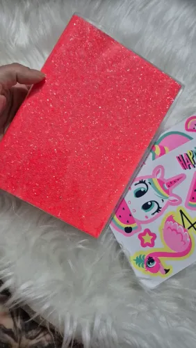 caderno pequeno puket rosa com glitter