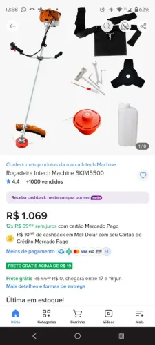 Roçadeira a Gasolina 55cc - Intech