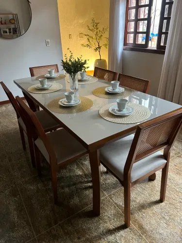 Mesa de jantar vidro Off White