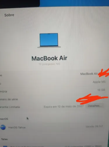 Macbook Air M5 2026 16GB 512GB