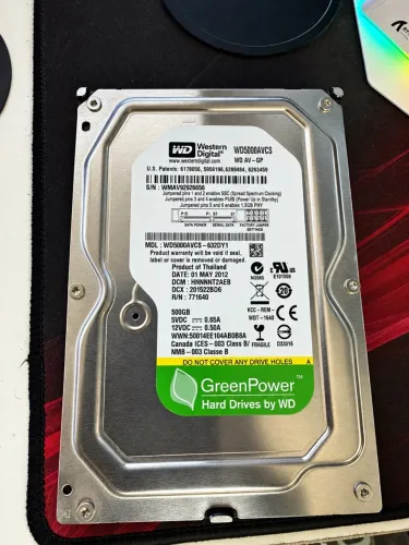 HD Western Digital 500GB SATA - Testado e 100% Saudável