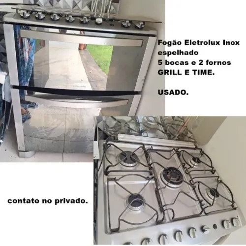 Fogão Eletrolux Inox espelhado 5 bocas e 2 fornos GRILL E TIME. - USADO 