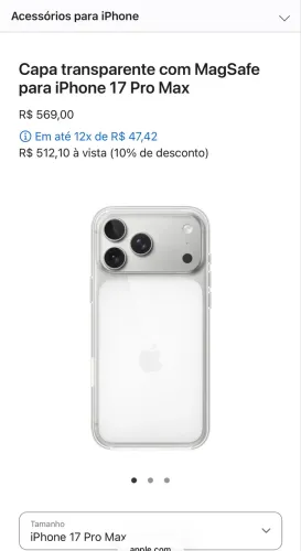 Capa transparente com MagSafe para iPhone 17 Pro Max