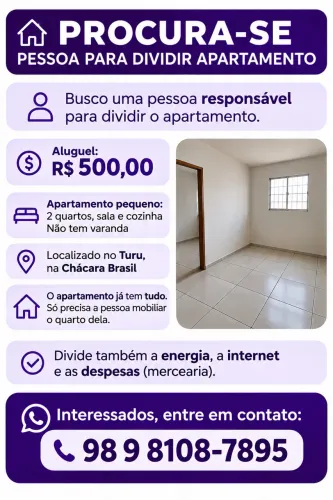 Estou procurando alguém para dividir um apartamento